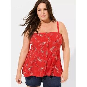 TORRID Red Paisley Print Fit & Flare Challis Tank Top NWT  Size 2 2x NWT BP